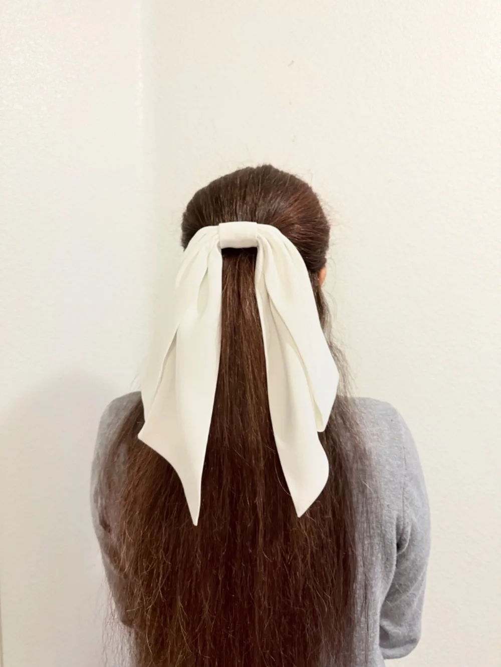 Handmade White Satin Bow – Large Drop Bow for Weddings, Special Occasions